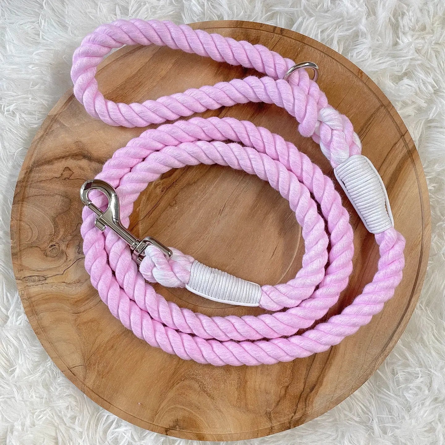 Braided Rope Leash - Pink